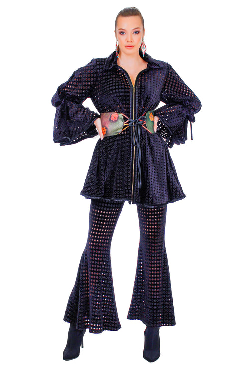 Jacheta catifea brodata